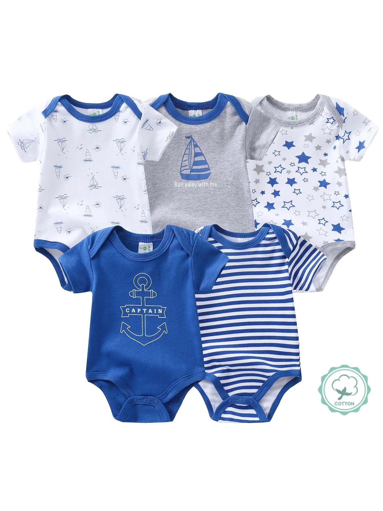 5pcs Short-Sleeve Onesies Bodysuits