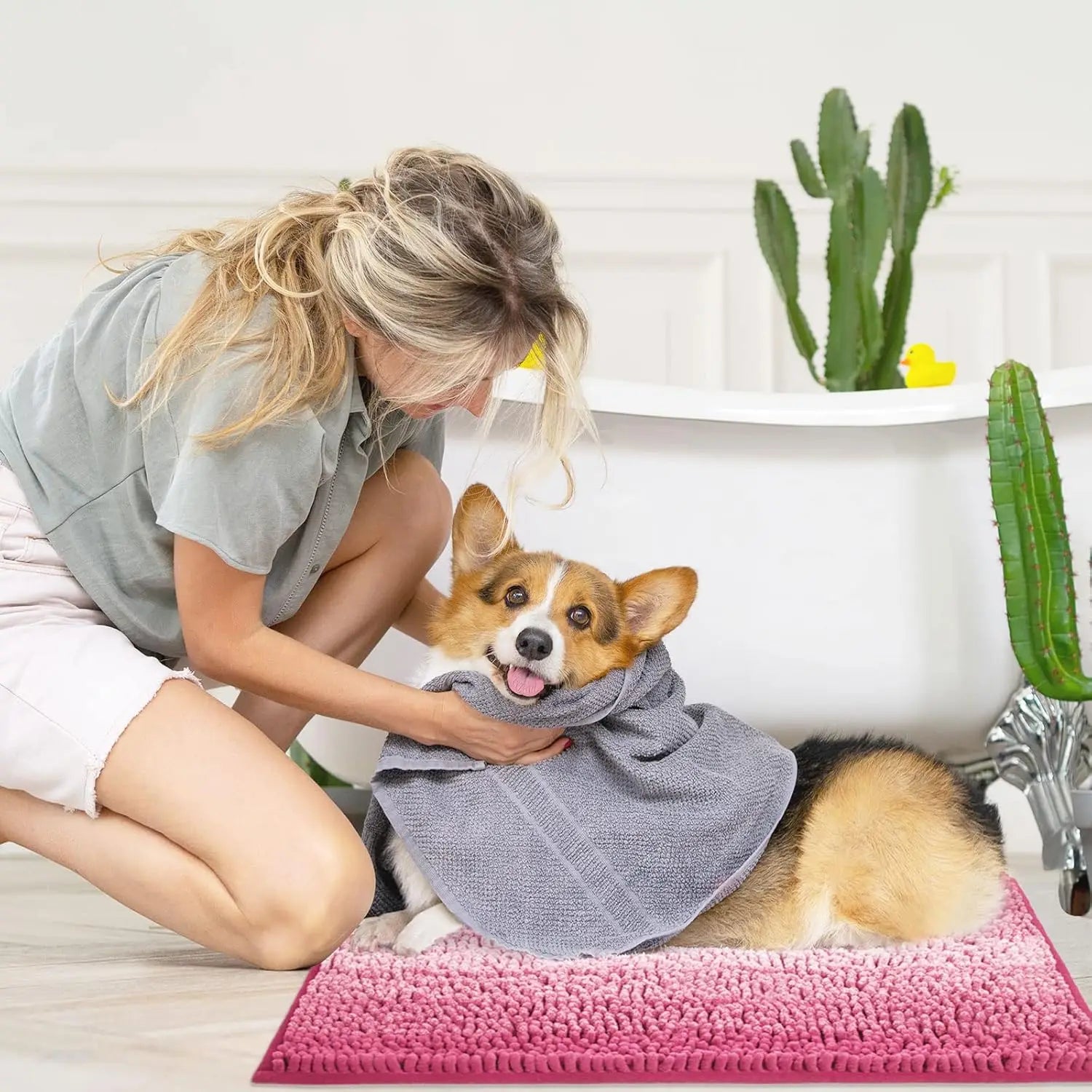 2 Piece Pink Bathroom Rug Set
