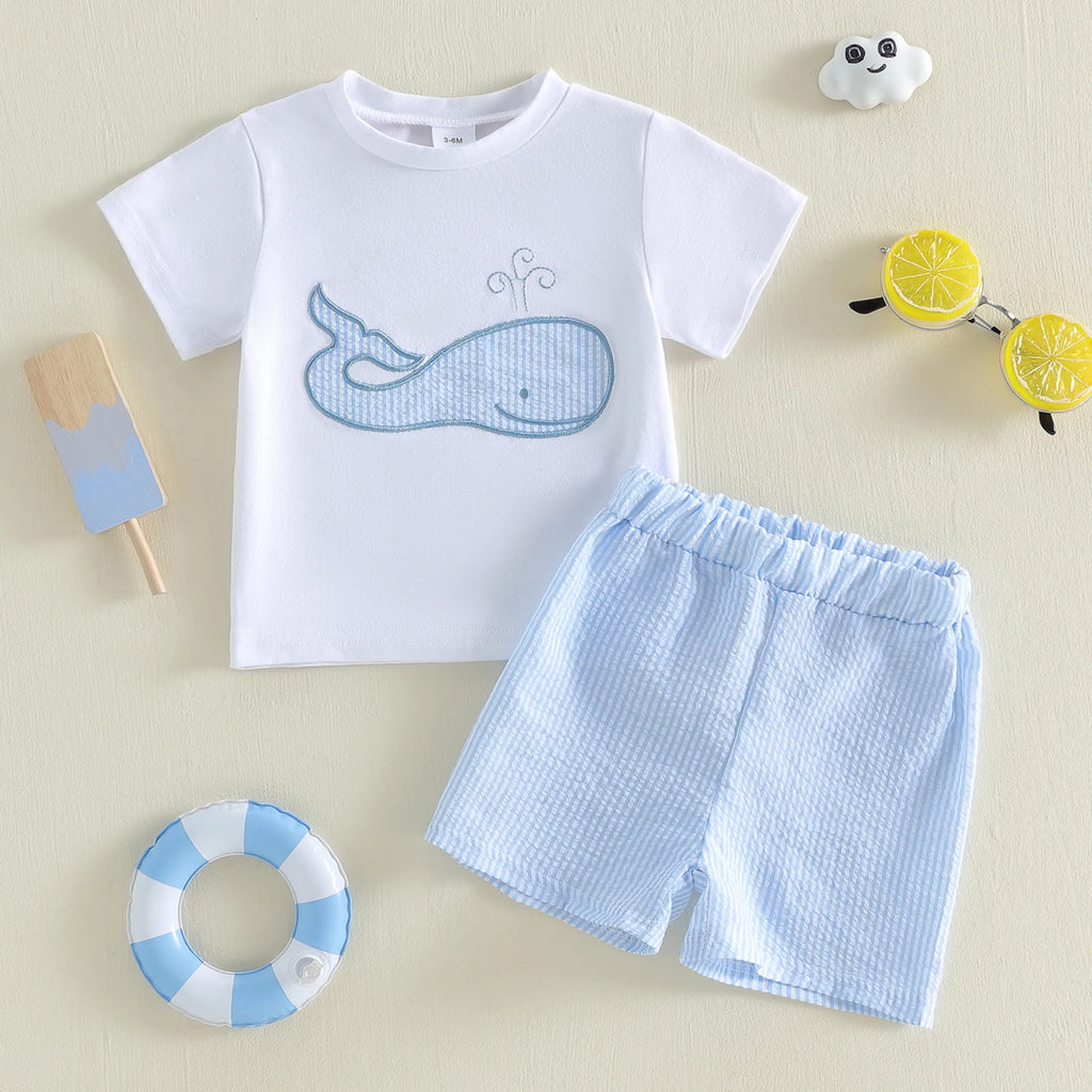 Cute Toddler Beachwear Set with Shark Print