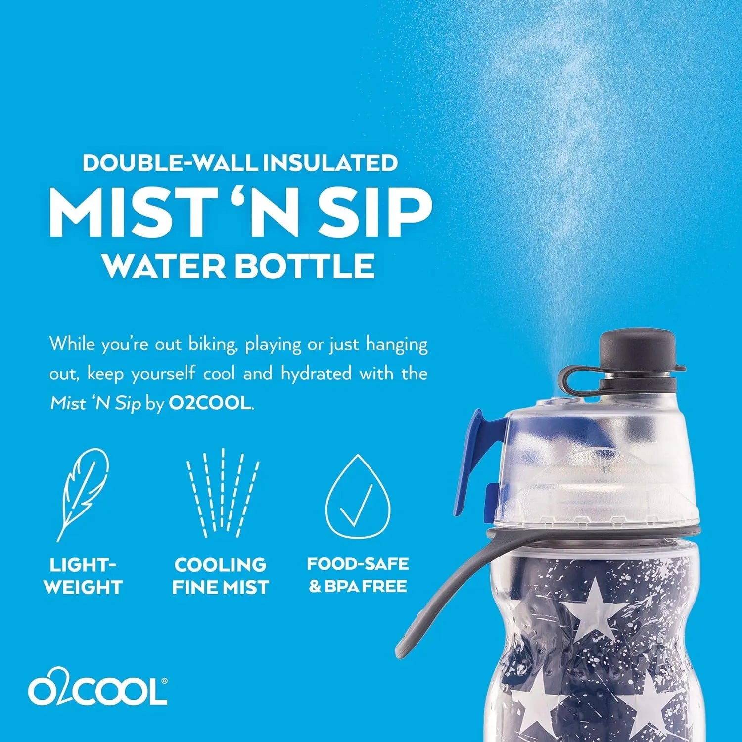 2- in -1 Misting Water Bottle  20 oz