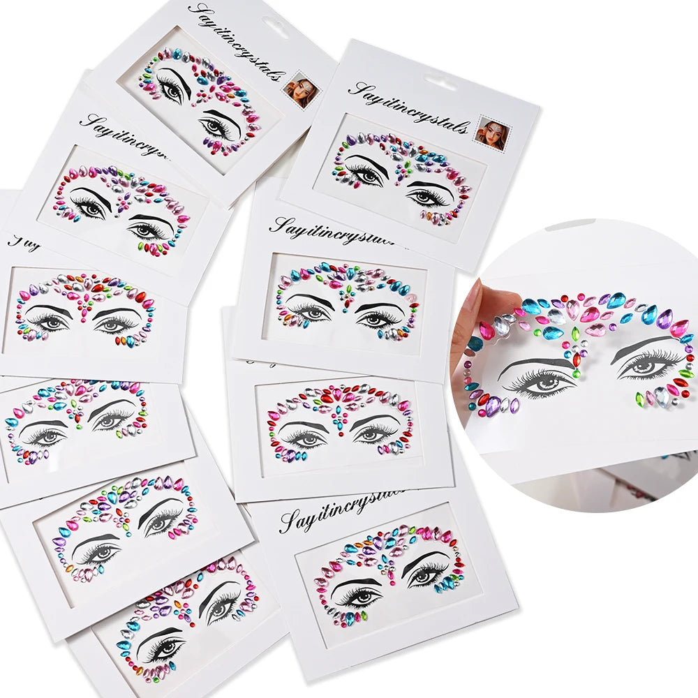 15Pcs Glitter Face Gems Tattoos