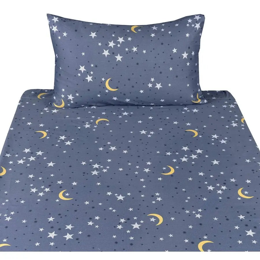 3 Pcs Moon & Stars Twin Bed Sheet