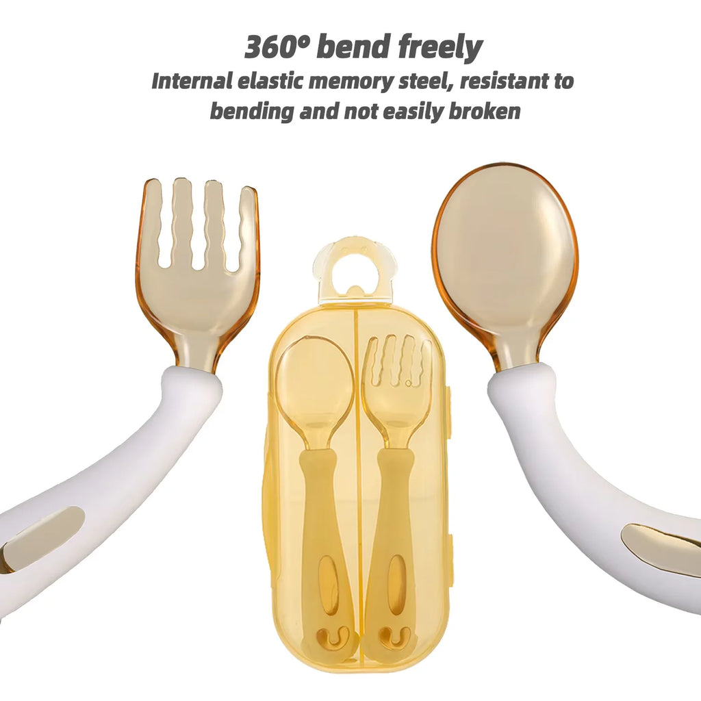 Baby Training Spoon-Fork Bendable Handle