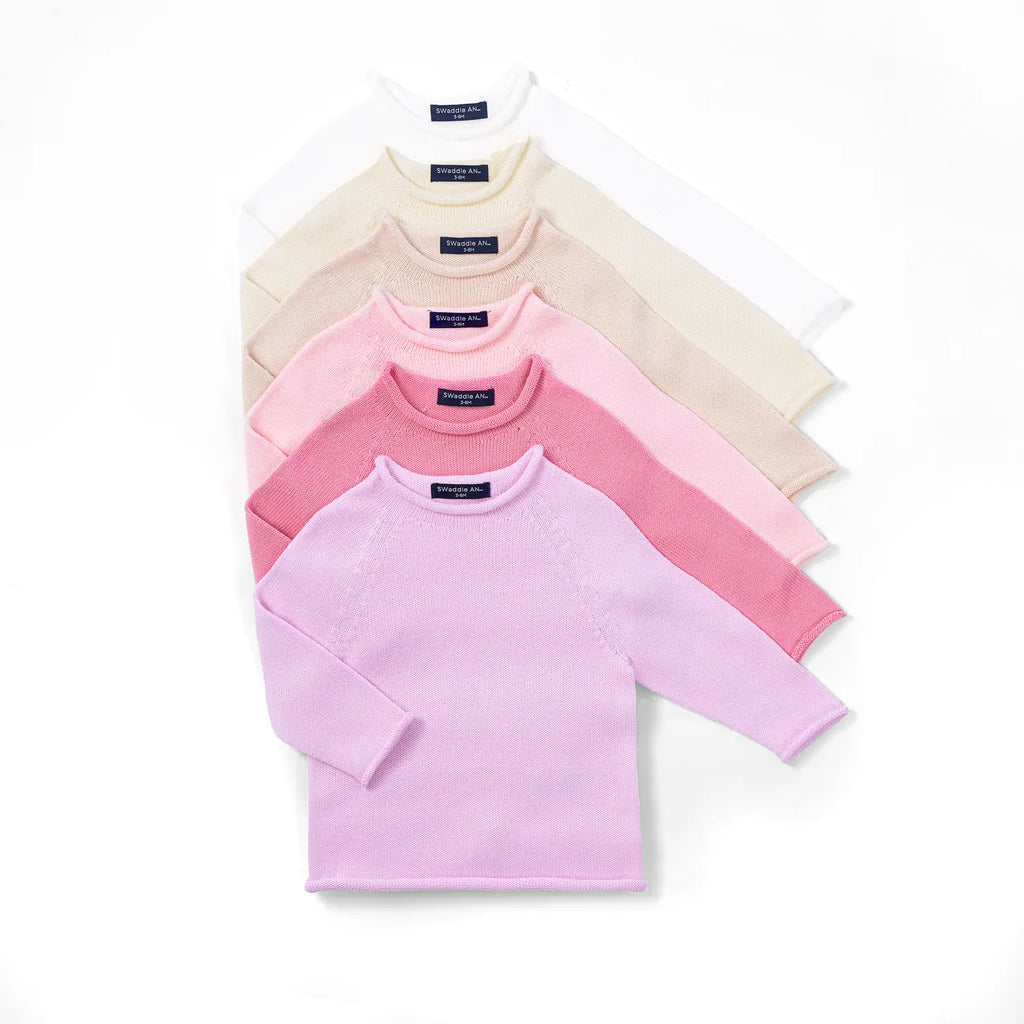 Knit Rollneck Baby Sweater in Rose Pink