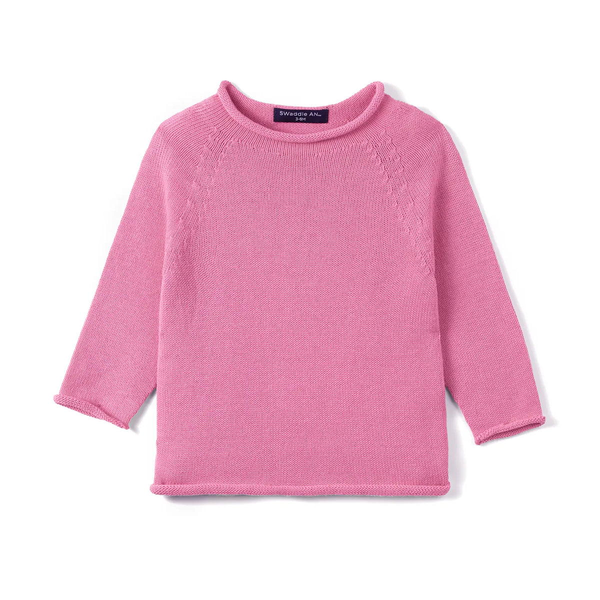 Knit Rollneck Baby Sweater in Rose Pink