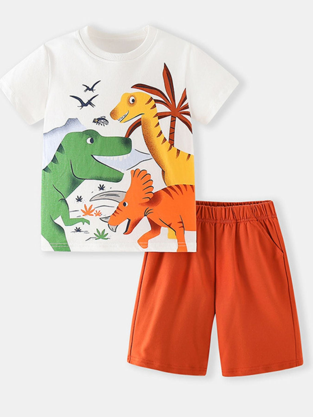 Children's Dinosaur Print Short Sleeve Tee and Shorts Set