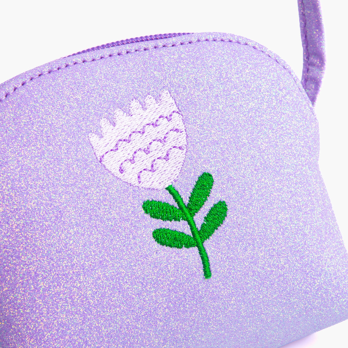 Sparkly Glitter Leather Purse with Flower Embroidery for Little Girls, Toddler (Ages 2-8)