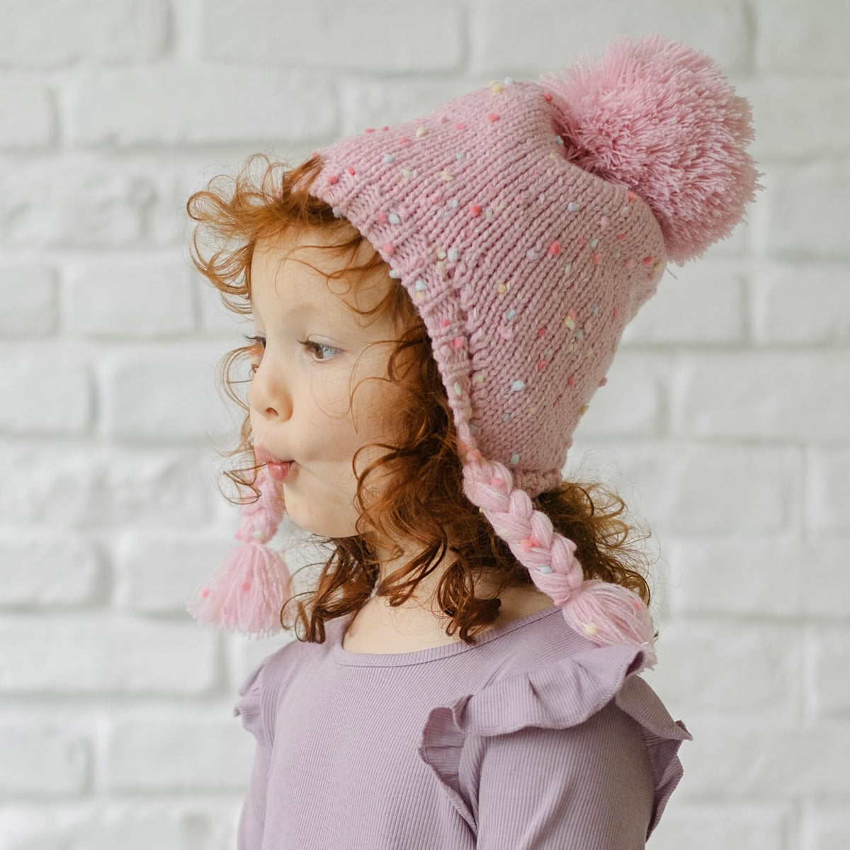 Girls Warm Knit Earflap Hat, Fleece Lined Cold-Weather Essential for Kids 1-12 Years