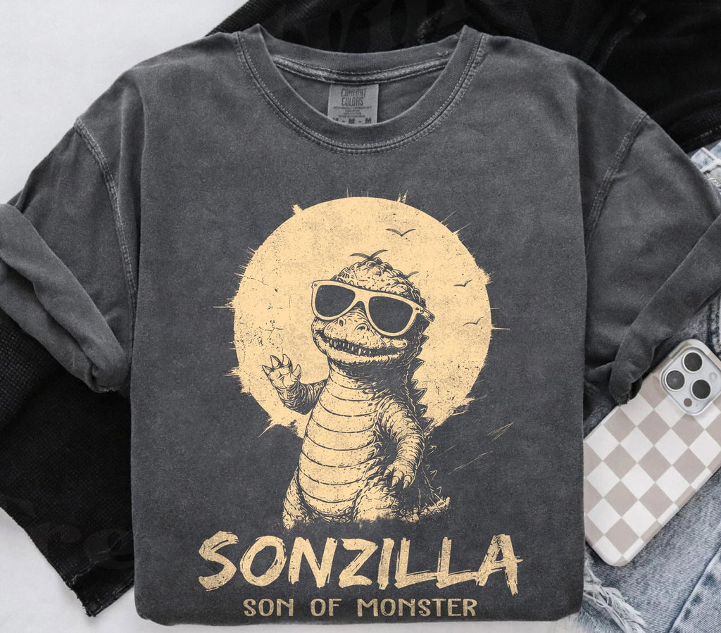 Retro Dadzilla Sonzilla — Gildan Hoodie