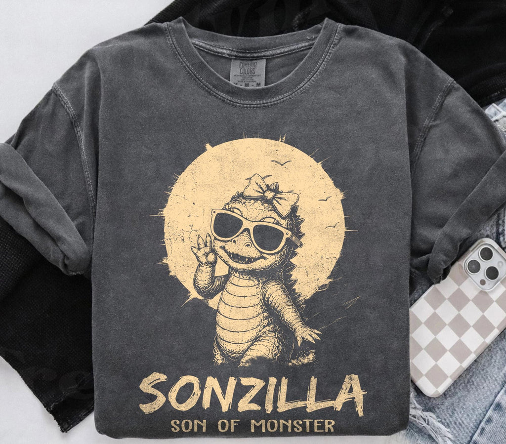 Retro Dadzilla Sonzilla — Gildan Hoodie